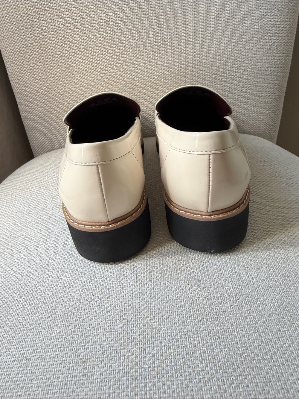 Franco Sarto Cream Patent Loafers with Gold Bit and chunky style soles - Picture 4 of 7